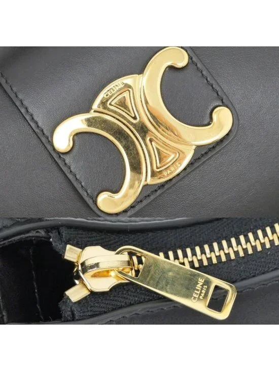 Celine Ava Medium Triomphe Shoulder Bag Black Gold Hardware - Picture 6 of 10